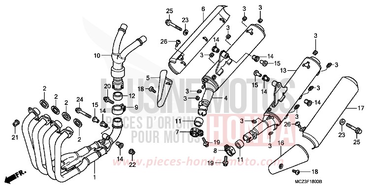 EXHAUST MUFFLER for Hornet 900 NOIR (NH1) from 2002